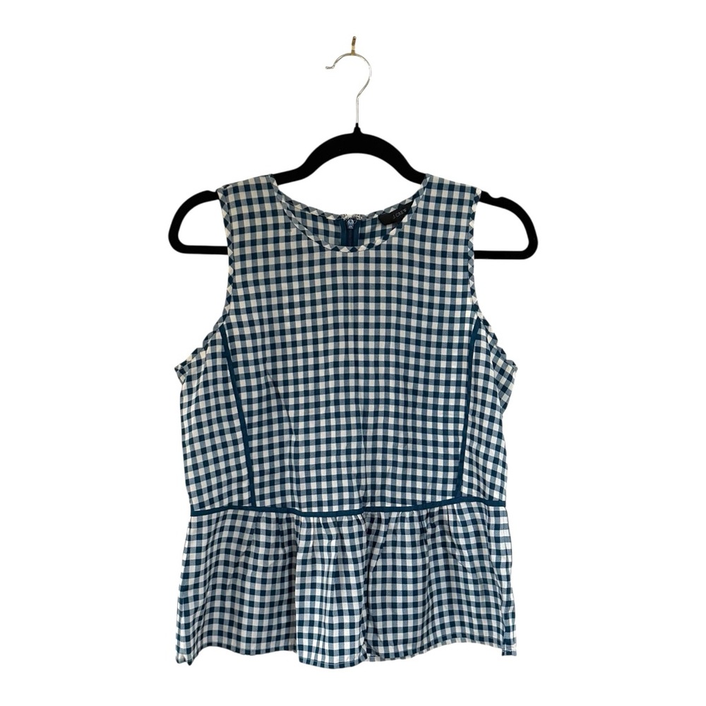 J.Crew Gingham Silk Peplum Blouse Size 4